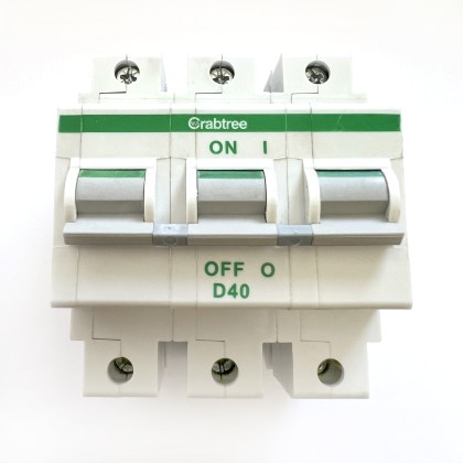 Crabtree Polestar 63D/40 D40 40A 40 Amp 3 Pole Phase MCB Circuit Breaker Type D